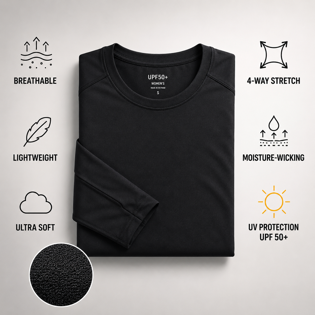 Women's UPF50+ sport shirt feature detail