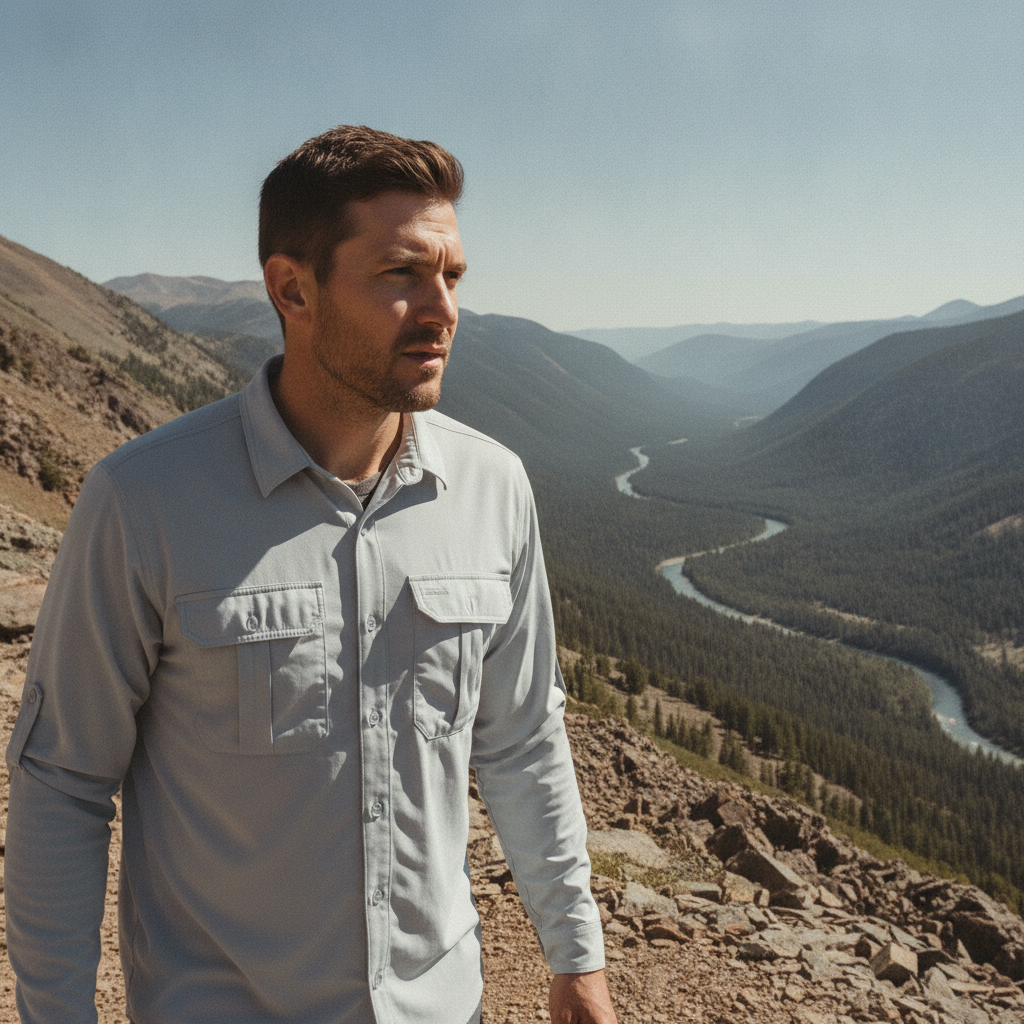 Men's UPF50+ Sun Shirt on the hiking trail