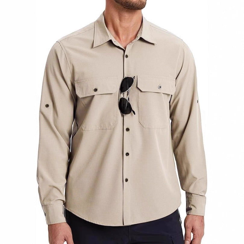 Men's Long-Sleeve UPF50+ Sun Shirt — Off White
