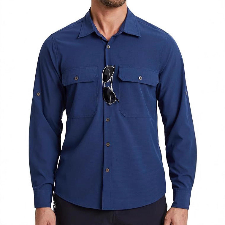 Men's Long-Sleeve UPF50+ Sun Shirt — Dark Blue