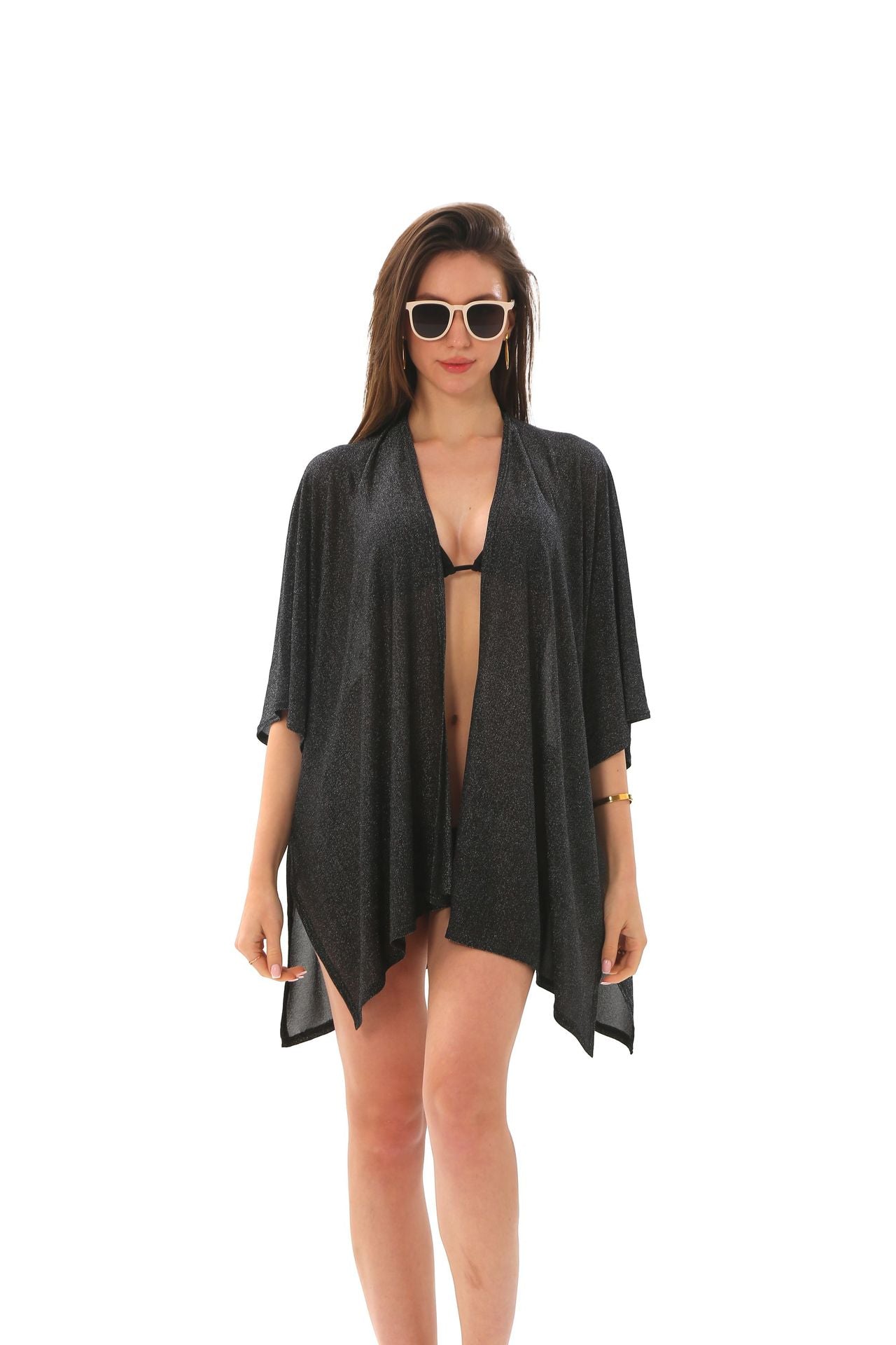 Women's UPF50+ Beach Cardigan — Black