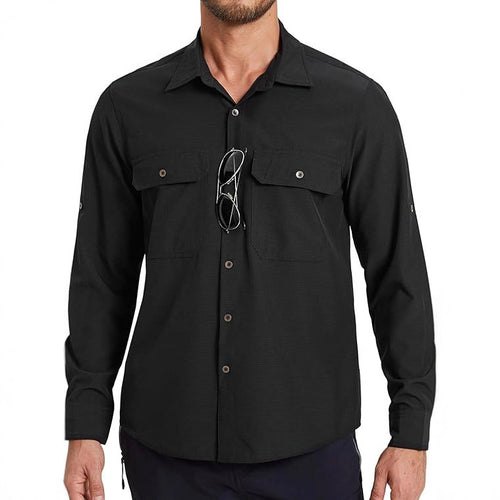Men's Long-Sleeve UPF50+ Sun Shirt — Black