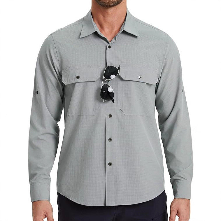 Men's Long-Sleeve UPF50+ Sun Shirt — Light Gray
